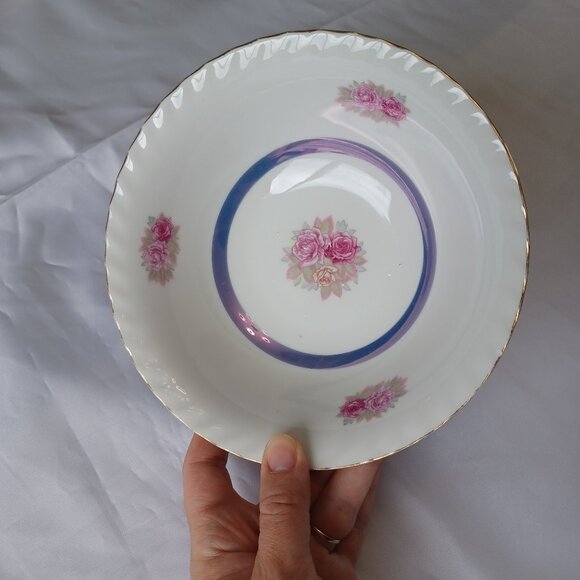 Vintage China Porcelain Small Serving Bowl Dish Dinnerware Gold Rim Floral - Picture 2 of 9